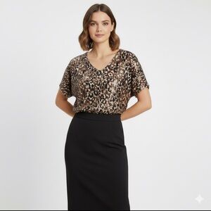 Women's Animal Print  Oversized Small Blouse